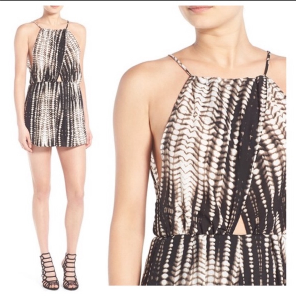 Leith tie dye halter romper with open back